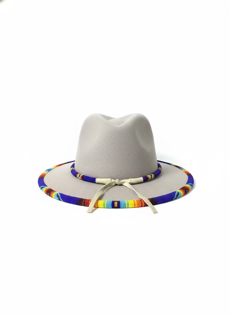 Size-57 Handmade Beaded Hat(Beige)