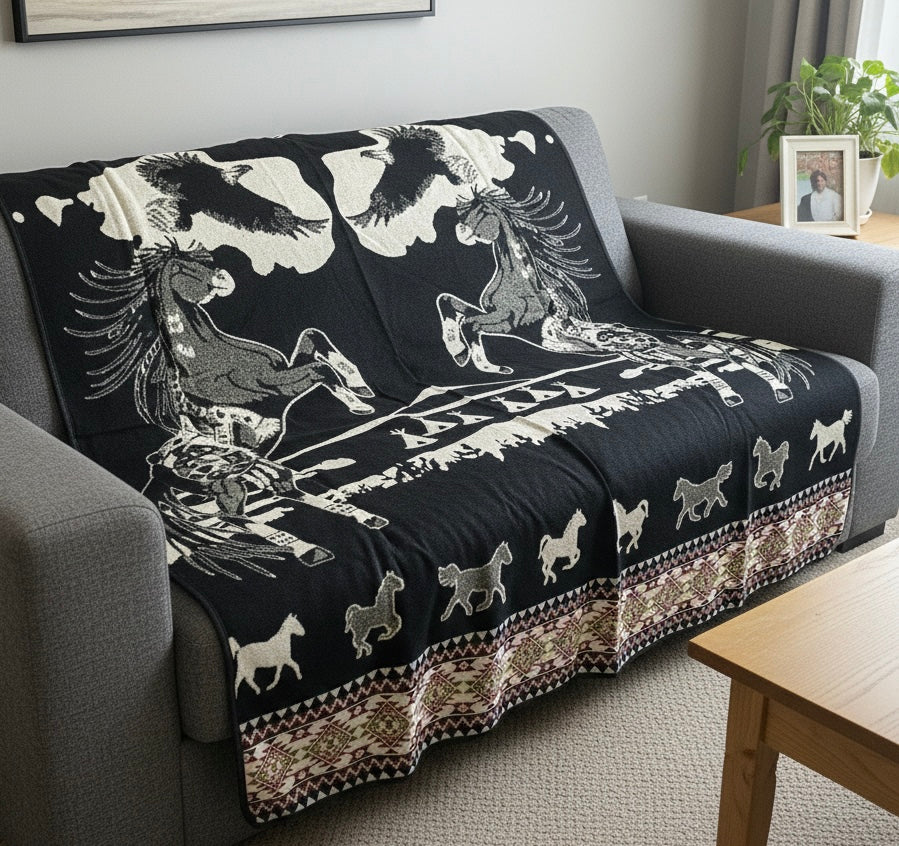 OLDTRIBES™ Horse Spirits Alpaca Blanket