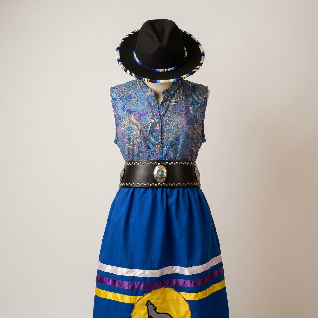 Western Concho Studded Belt (Black-Turquoise)
