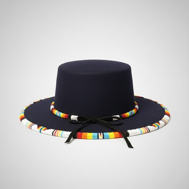 Size-56 Handmade Beaded Hat (DARK BLUE)