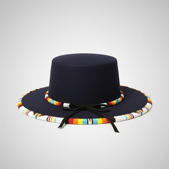 Size-56 Handmade Beaded Hat (DARK BLUE)
