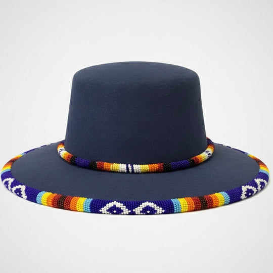 Size-56 Handmade Beaded Hat (BLUE)
