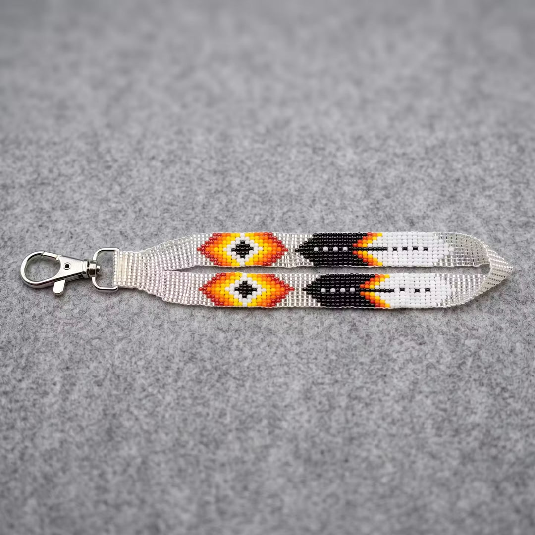 White Native American Style Wrist Lanyard