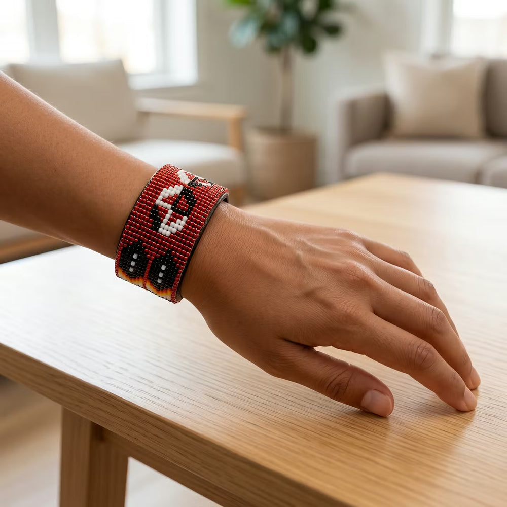 Beaded Cuff Bracelet(Red)