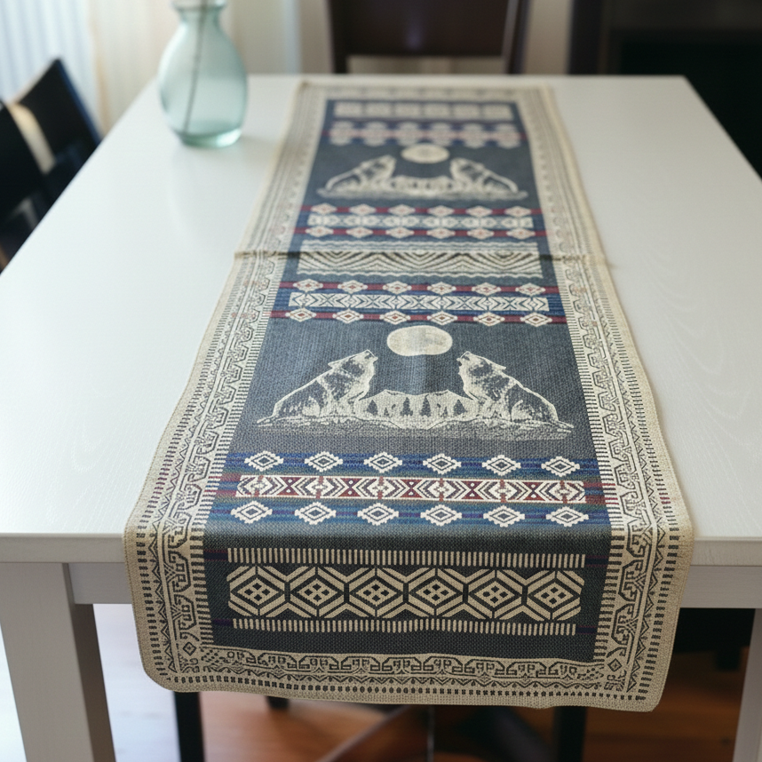 Two wolves Table Runners