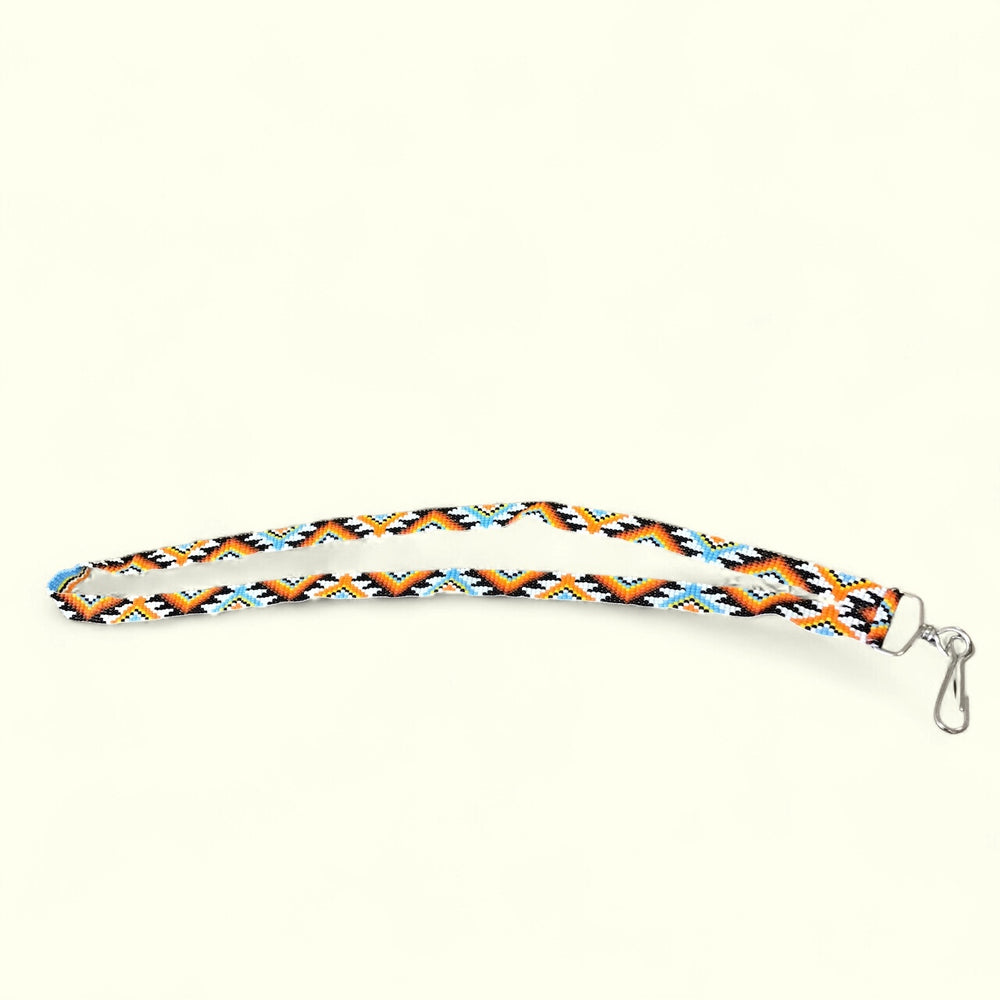White black  Native Beaded Lanyard