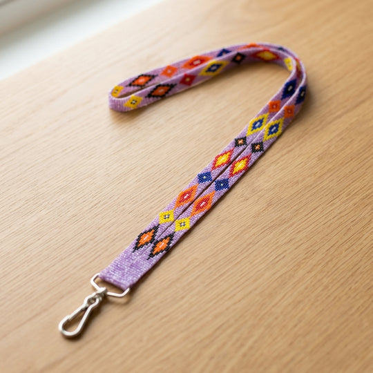 Lavender Native Beaded Lanyard