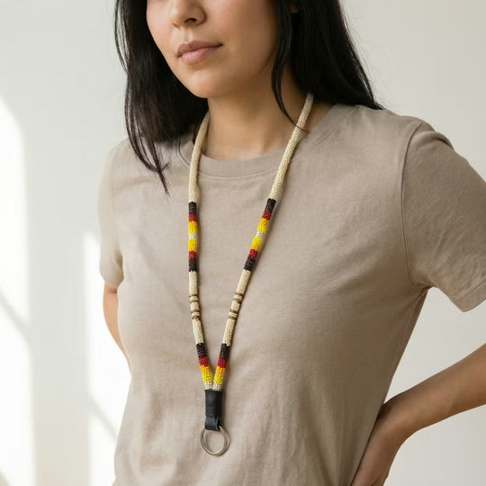 Round Beaded Lanyard(Beige)