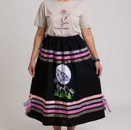 OLDTRIBES™Howling  wolf Ribbon Skirt