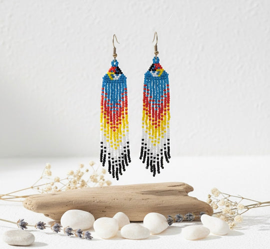 Light blue Firebird Spirit Beaded Earrings