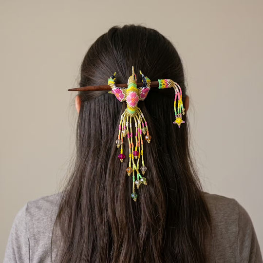 OLDTRIBES Golden Hummingbird Beaded Hair Stick