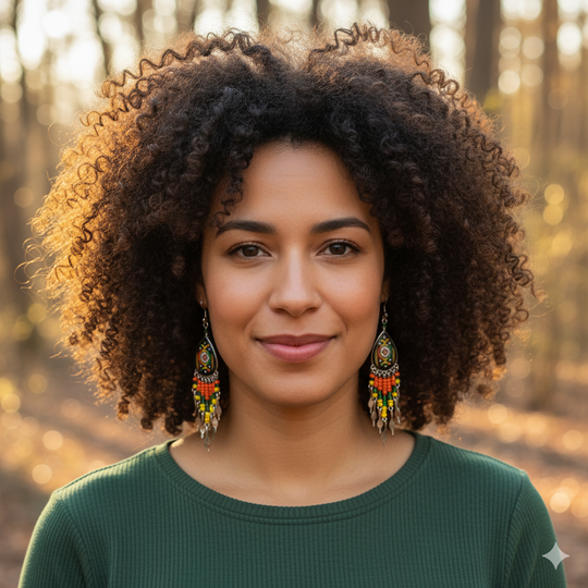 Boucles d'oreilles en forme de larme rouge et jaune du sud-ouest de petite taille OldTribes™