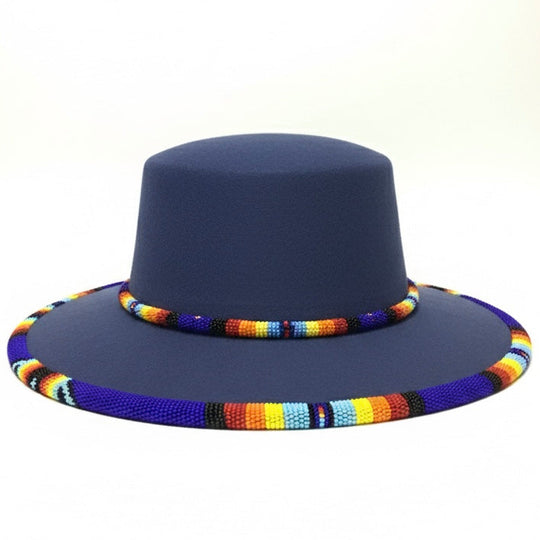 Size-56 Handmade Beaded Hat (BLUE)