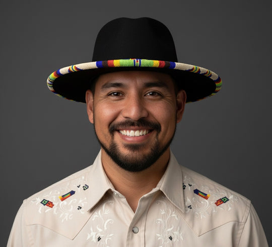 Size-57 Handmade Beaded Hat(Black)