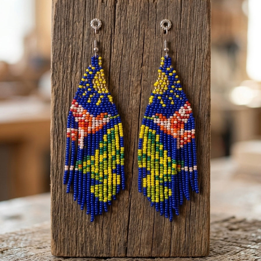Blue Sky Dancer Beaded Earrings