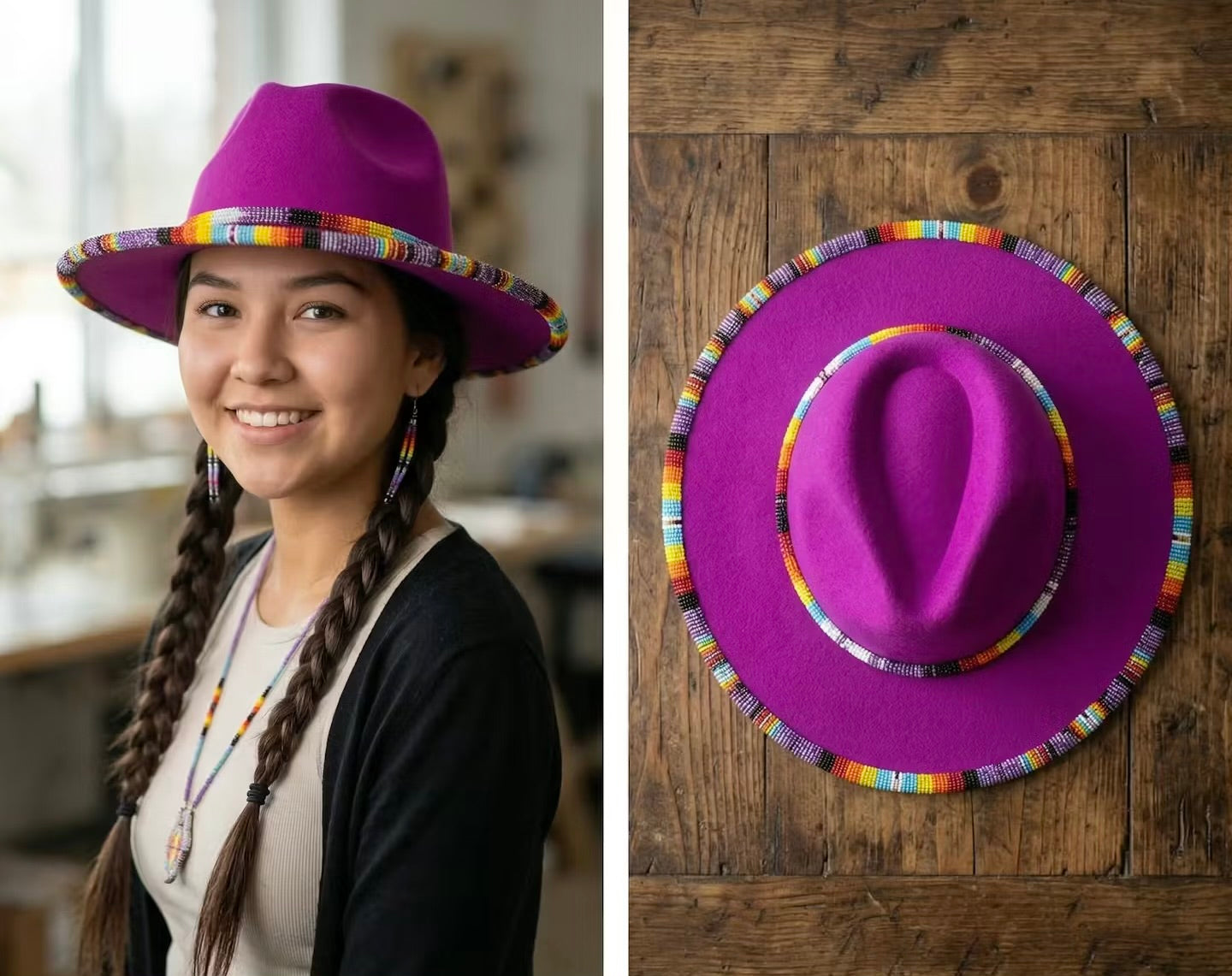 OLDTRIBES Size-60 Handmade Beaded Hat