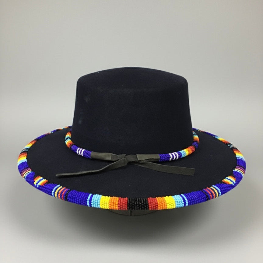 Size-56 Handmade Beaded Hat (DARK BLUE)