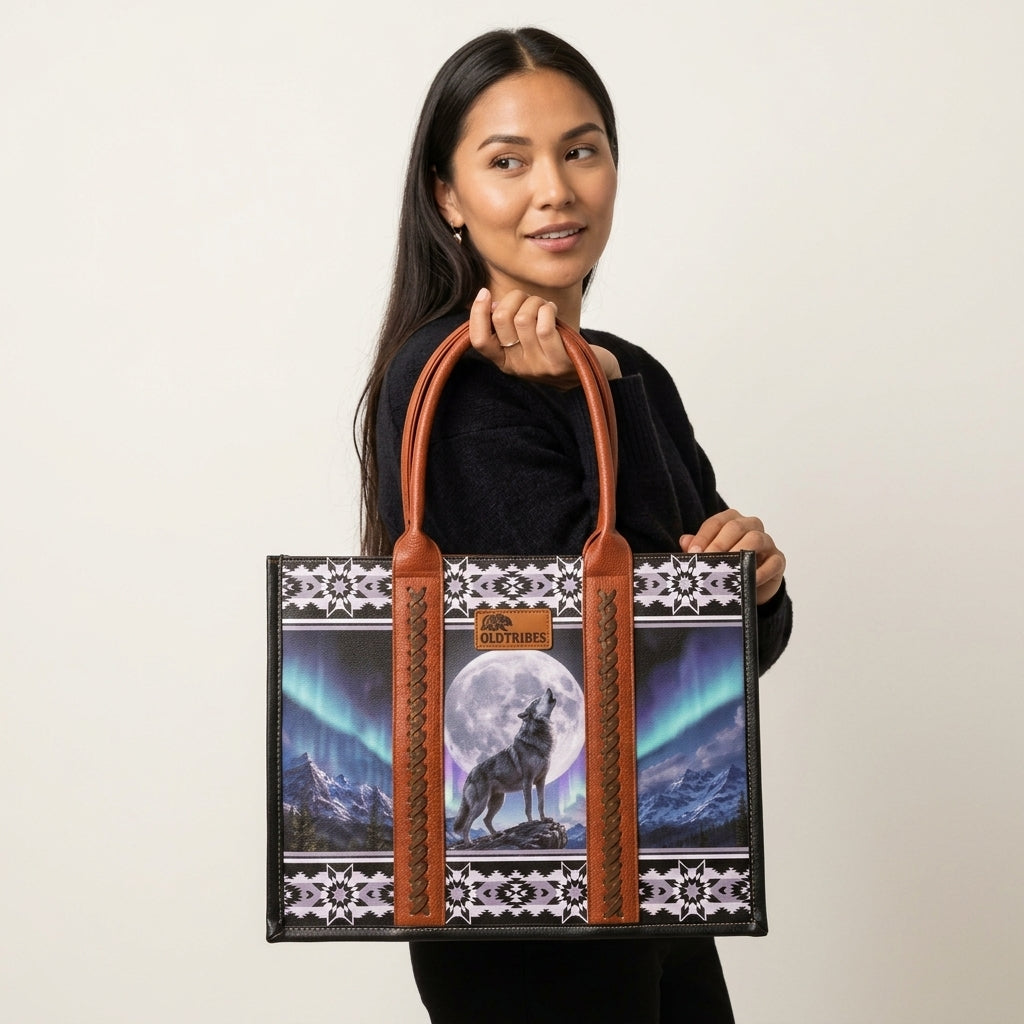 OLDTRIBES™  Leather Handbag (Howling Wolf)