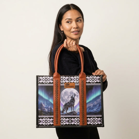 OLDTRIBES™  Leather Handbag (Howling Wolf)
