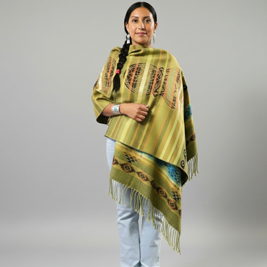 Handwoven Green Reversible shawl