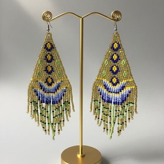 Gold/blueFlame Blossom Drop Earrings