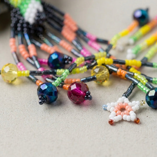 Navy Blue Hummingbird Beaded Hair Stick
