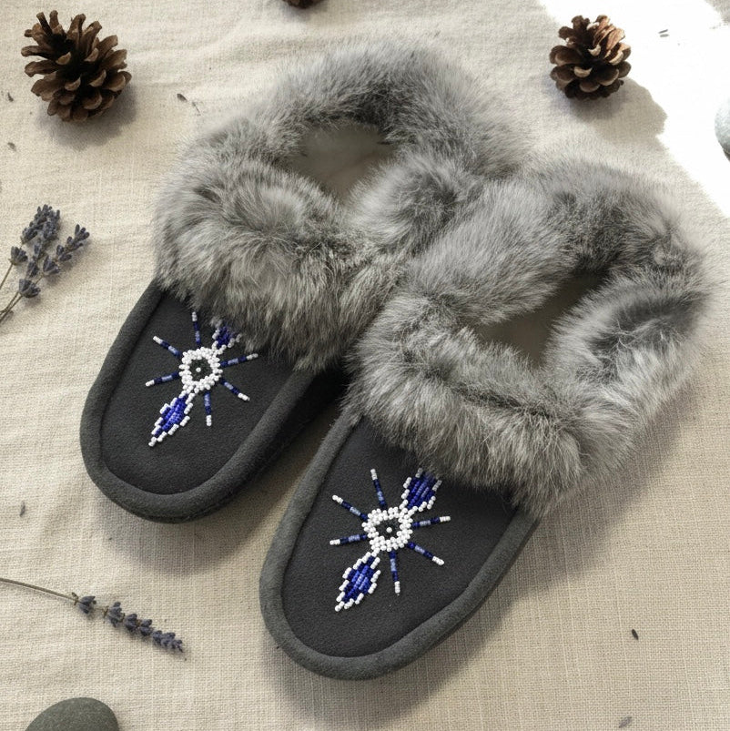 Moccasins with Beadwork (Size 9)