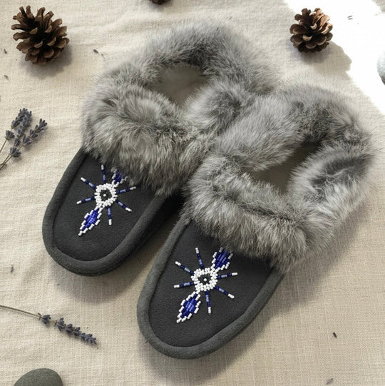 Moccasins with Beadwork (Size 9)