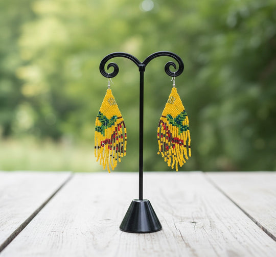 Dark Yellow Sky Dancer Beaded Earrings