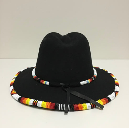 Size-58 Handmade Beaded Hat(Black)
