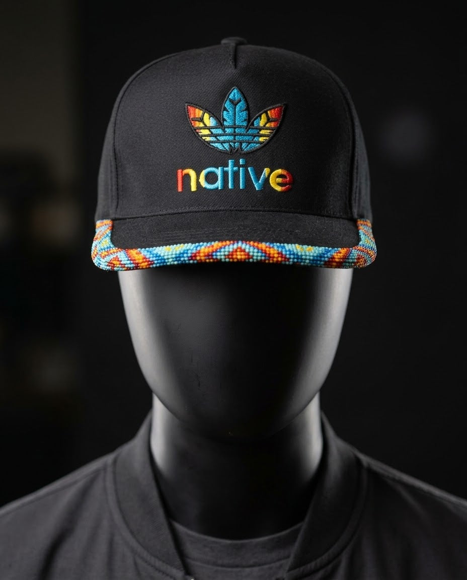 Native Beaded brim cap black multicolour