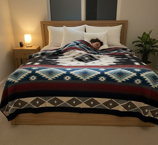 OLD TRIBES™  Star Path  Blanket(Black and Turquoise )