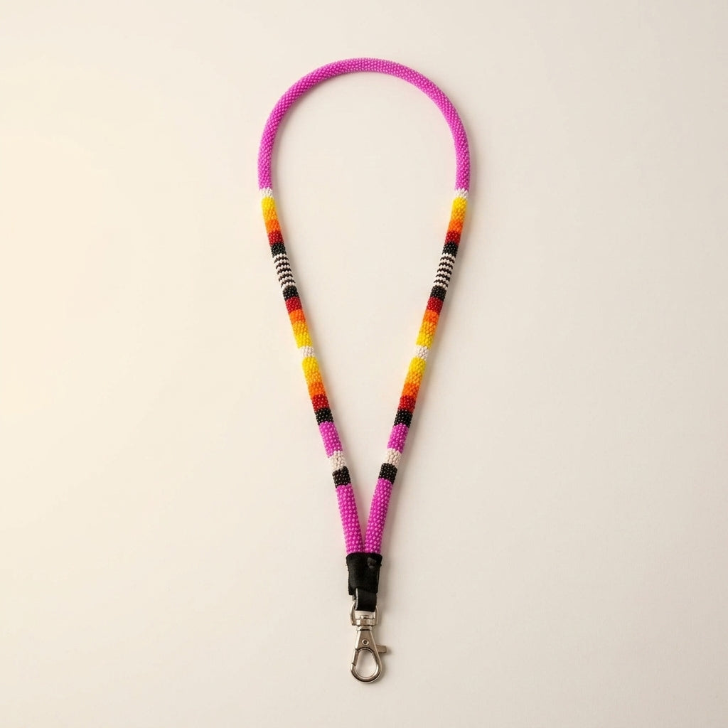 Round Beaded Lanyard(Pink)
