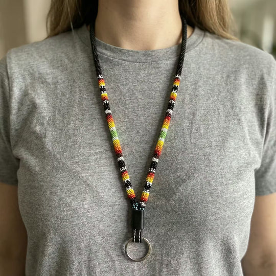 Round Beaded Lanyard(Black)