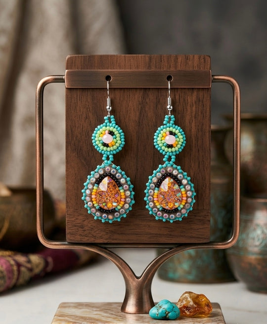 Drop Beaded Earrings  gold collection