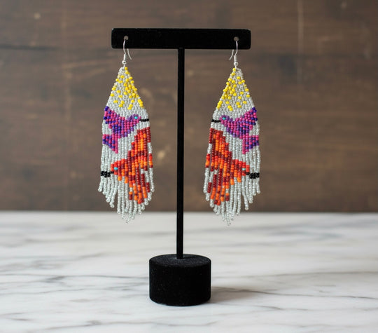 Silver yellow Sky Dancer Beaded Earrings