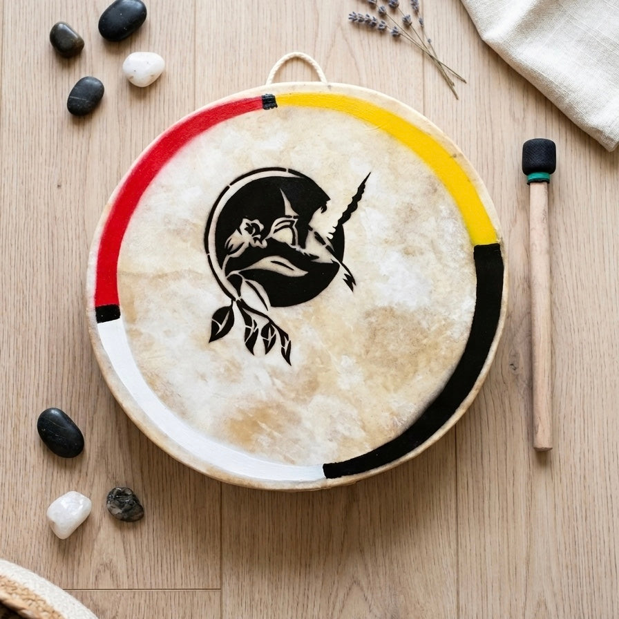 Hummingbird with Flower 12” Hand drum