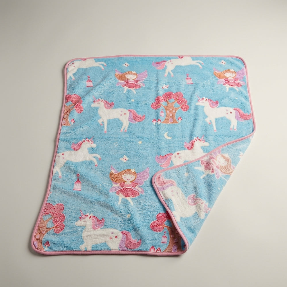 Sky Blue Fairy & Unicorn  baby blankets