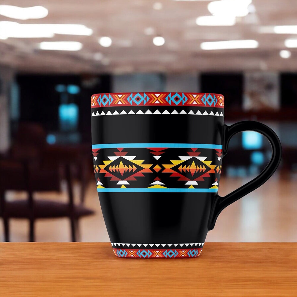 16 Oz 7 Lake design Black Ceramic Mug