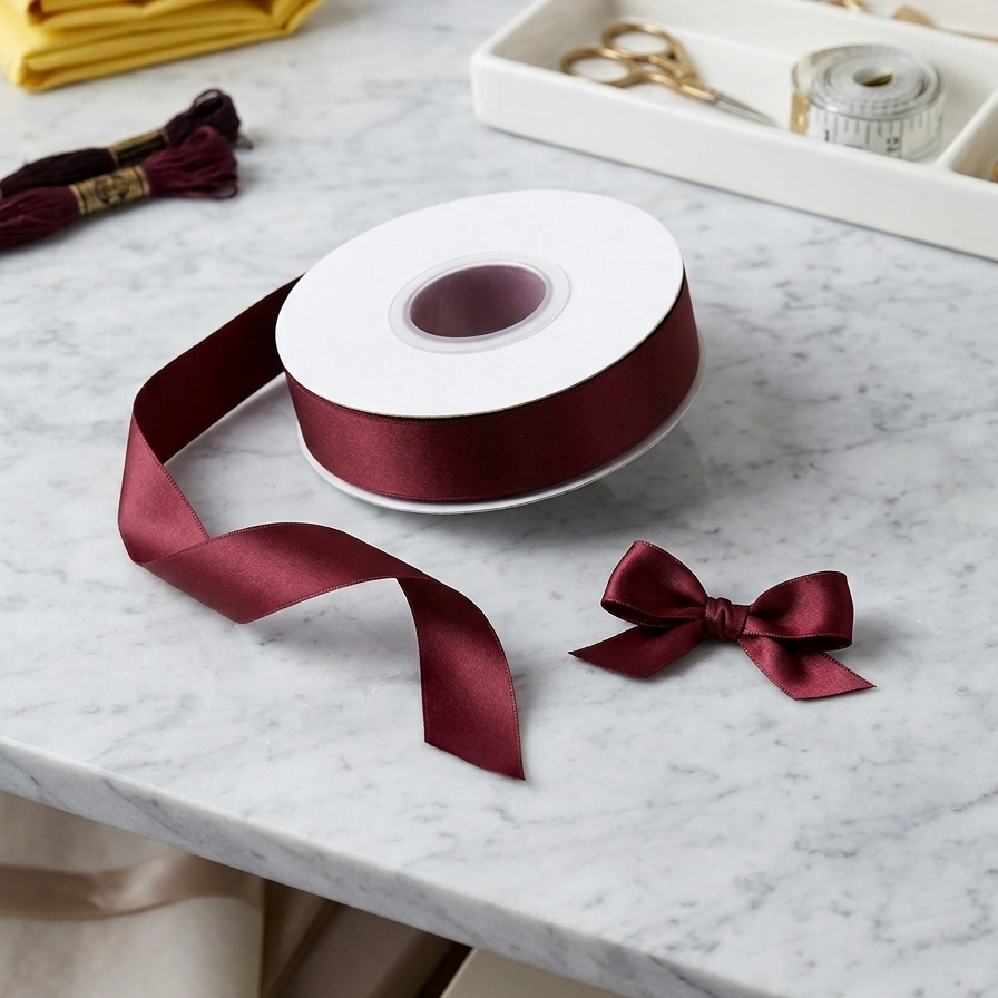 OLDTRIBES 30 Meter Double Face Burgundy #777 Ribbon Roll