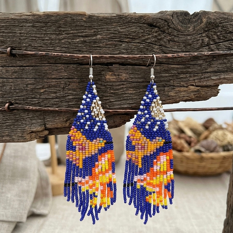 Blue Sky Dancer Beaded Earrings