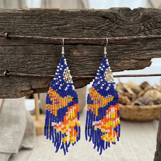 Blue Sky Dancer Beaded Earrings