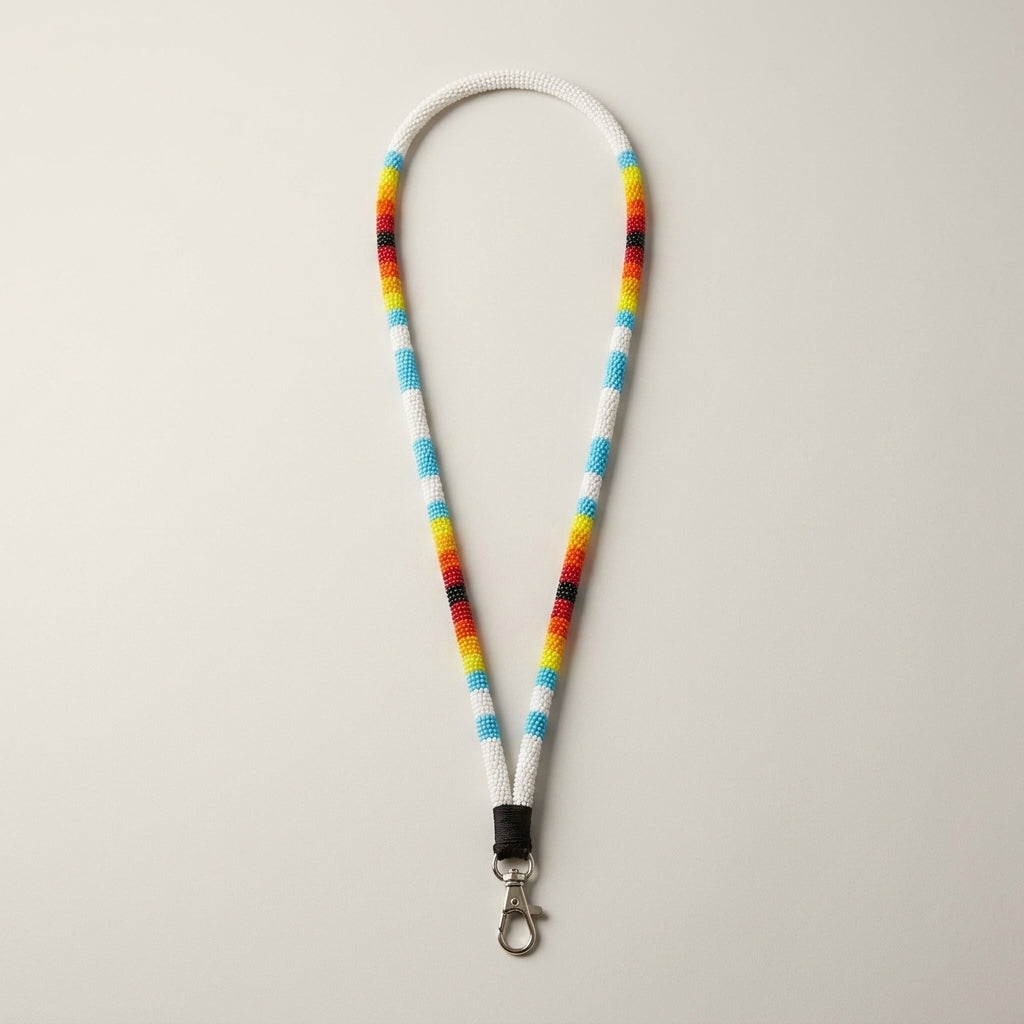Round Beaded Lanyard(White)