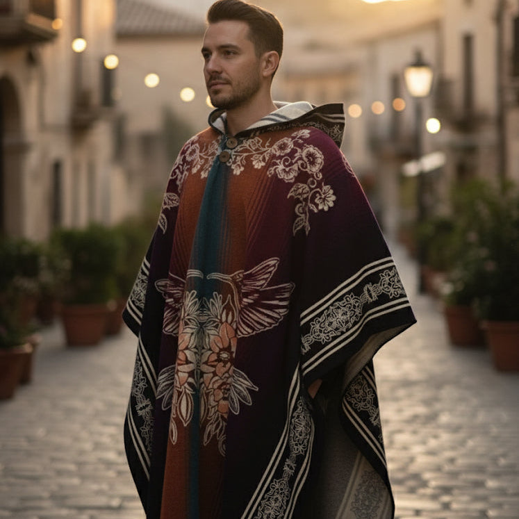 Hummingbirds HandMade Wool Poncho