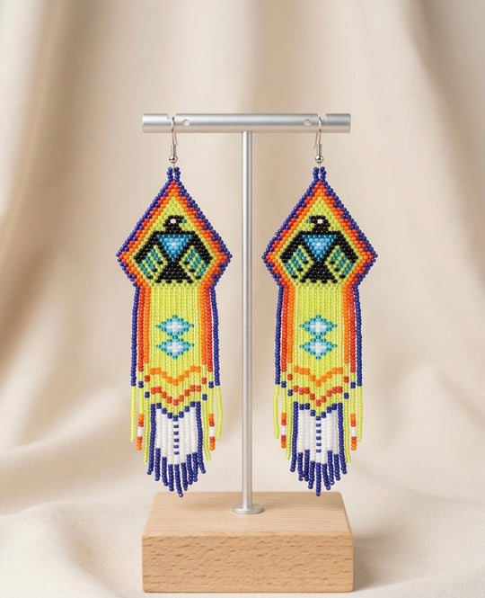 Beaded thunderbird earrings ( Blue )