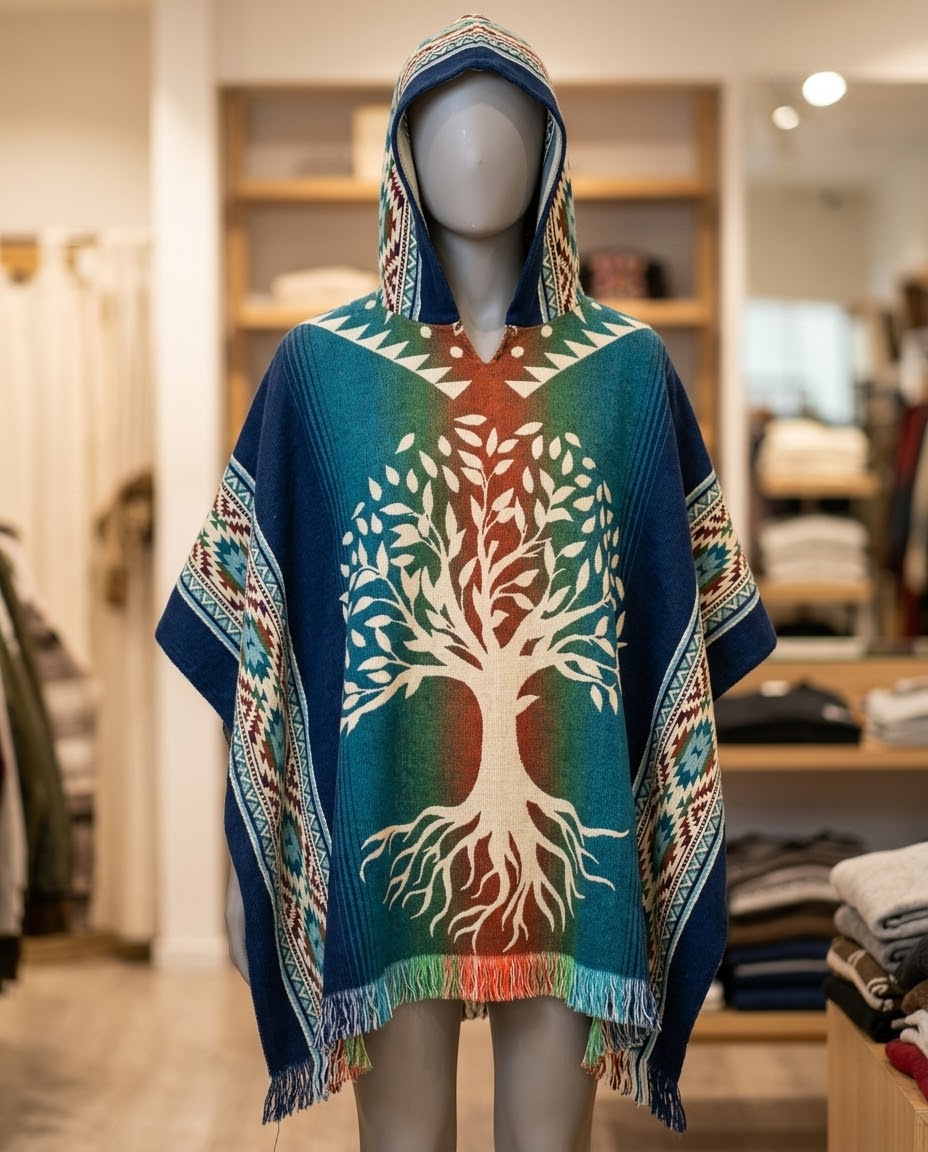 Tree of Life Wool Poncho