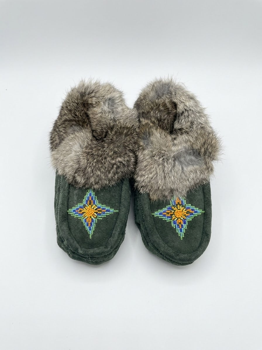 Moccasins with Beadwork (Size 6)