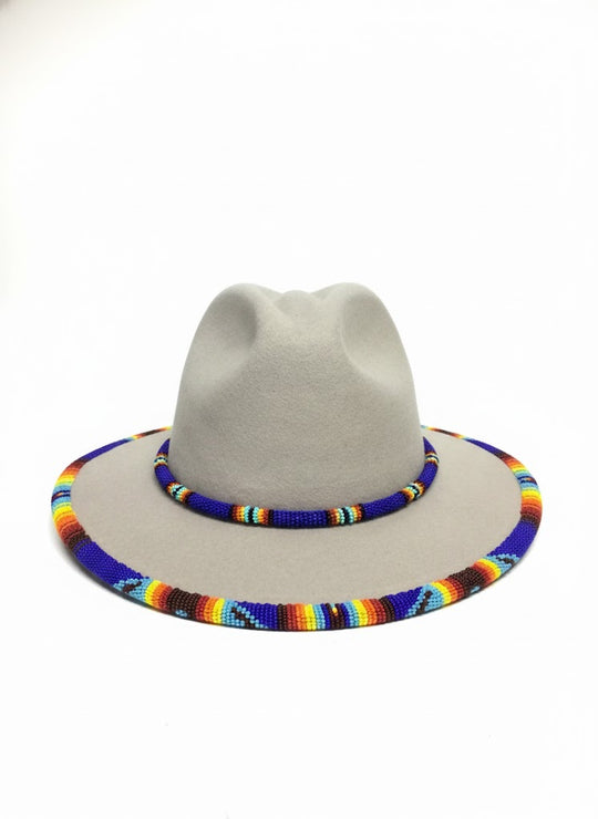 Size-57 Handmade Beaded Hat(Beige)