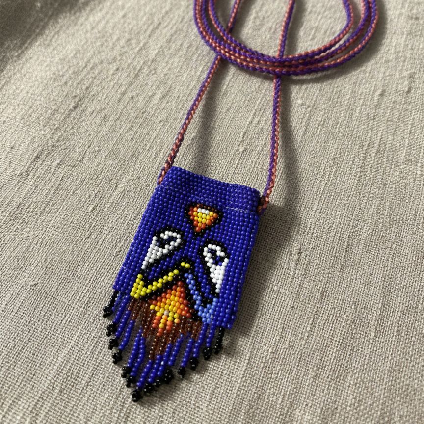 Handcrafted Beaded Medicine Bag- Blue