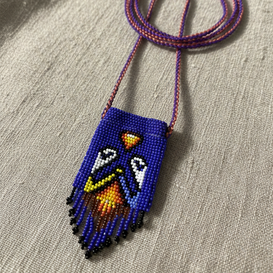 Handcrafted Beaded Medicine Bag- Blue